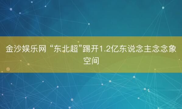 金沙娱乐网 “东北超”踢开1.2亿东说念主念念象空间