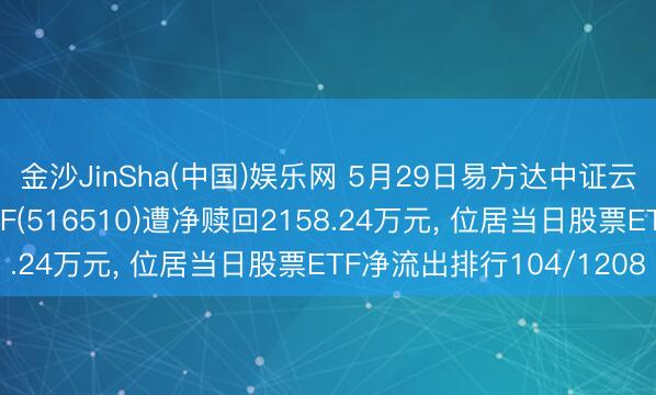 金沙JinSha(中国)娱乐网 5月29日易方达中证云估计与大数据主题ETF(516510)遭净赎回2158.24万元， 位居当日股票ETF净流出排行104/1208