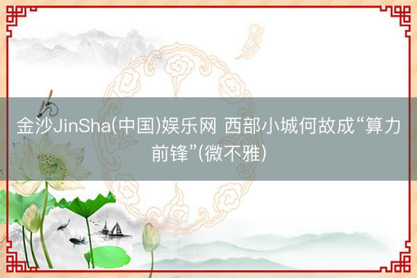 金沙JinSha(中国)娱乐网 西部小城何故成“算力前锋”(微不雅)