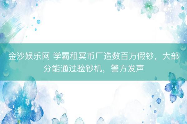 金沙娱乐网 学霸租冥币厂造数百万假钞，大部分能通过验钞机，警方发声